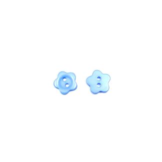 Light blue flower plastic buttons - size 11 mm - 10 pieces