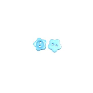 Greenish light blue flower plastic buttons - diametre 11 mm - 10 pieces