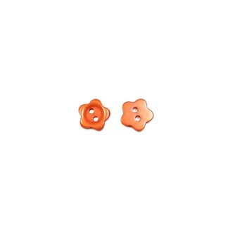 Orange flower plastic buttons - size 11 mm - 10 pieces
