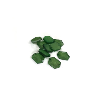 Faceted hexagonal flat-back glittery yellowish green sew-on rhinestones - size 11 x 14 mm - 10 pieces