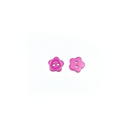 Bluish pink flower plastic buttons - diametre 11 mm - 10 pieces