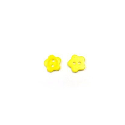 Yellow flower plastic buttons - diametre 11 mm - 10 pieces