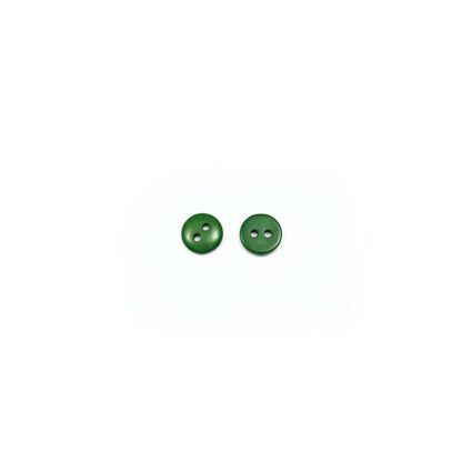 Two-hole round darkish green plastic buttons - diametre 9 mm - 20 pieces