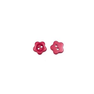 Red flower plastic buttons - diametre 11 mm - 10 pieces