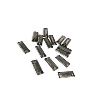Faceted rectangular flat-back silvery grey sew-on rhinestones - size 5 x 14 mm - 15 pieces