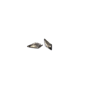 Faceted flat-back yellowish grey kite reflective sew-on rhinestones - size 10 x 21 mm - 2 pieces