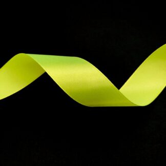 Greenish yellow satin ribbon by roll - width 25 mm - length 22.86 metres