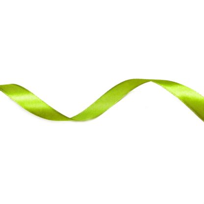 Yellowish green satin ribbon by roll - width 12 mm - length 22.86 metres