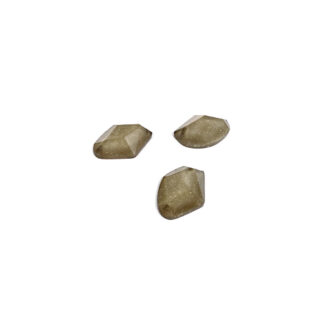 Faceted quadrilateral flat-back glittery brownish cream sew-on rhinestones - size 12 x 17 mm - 3 pieces