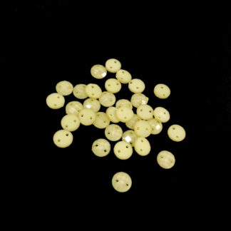 Faceted round flat-back glittery yellow sew-on rhinestones - diametre 6 mm - 34 pieces