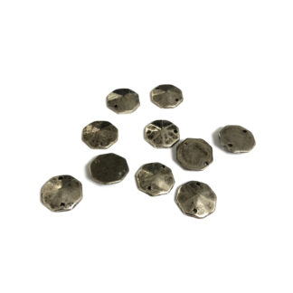 Faceted octagonal flat-back silvery metallic sew-on rhinestones - size 15 mm - 10 pieces
