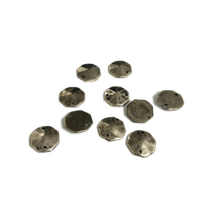 Faceted octagonal flat-back silvery metallic sew-on rhinestones - size 15 mm - 10 pieces