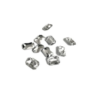 Faceted rectangular silvery rhinestones - size 10 x 14 mm - 10 pieces