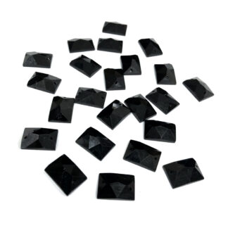 Faceted rectangular flat-back black sew-on rhinestones - size 10 x 13 mm - 24 pieces