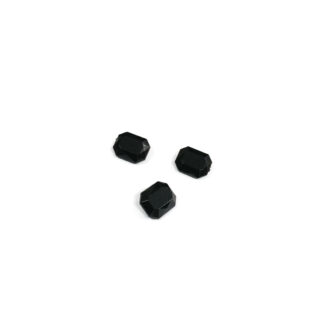 Faceted rectangular flat-back black sew-on rhinestones - size 8 x 10 mm - 3 pieces
