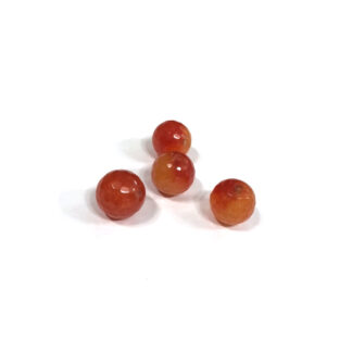 Faceted round orange and red stone beads - diametre 12 mm