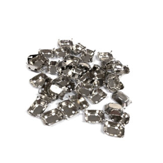 Silvery metal claws rectangular rhinestone cups - size 10 x 14 mm - approximately 50 pieces