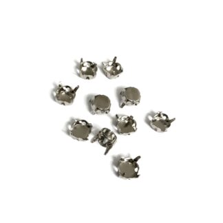 Silvery metal claws round rhinestone cups - size 8 mm - 10 pieces