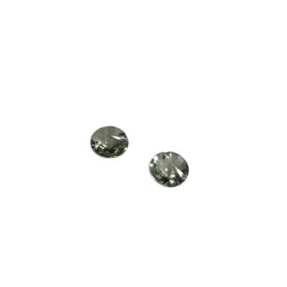 Faceted round flat-back greenish cream sew-on rhinestones - diametre 10 mm - 2 pieces