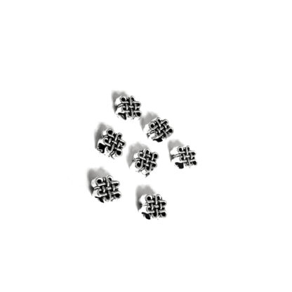 Silvery metal Celtic knot spacer beads - size 6 x 8 mm - 5 pieces