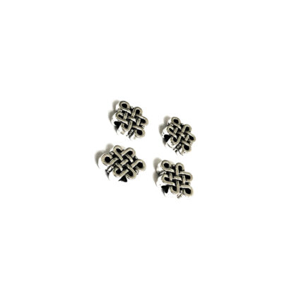 Silvery metal Celtic knot spacer beads - size 11 x 15 mm - 2 pieces