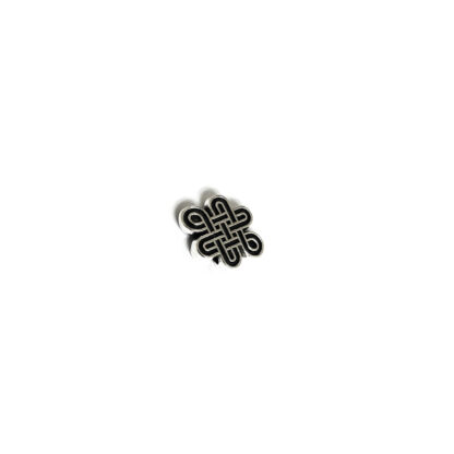 Black and silvery metal Celtic knot spacer beads - size 12 x 17 mm - 2 pieces