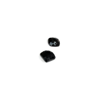 Faceted square flat-back black sew-on rhinestones - size 12 mm - 2 pieces