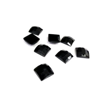 Faceted square flat-back black sew-on rhinestones - size 12 mm - 8 pieces
