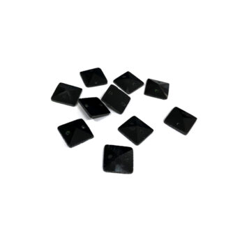 Faceted square flat-back black sew-on rhinestones - size 10 mm - 10 pieces