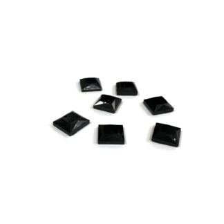 Faceted square flat-back black sew-on rhinestones - size 10 mm - 7 pieces