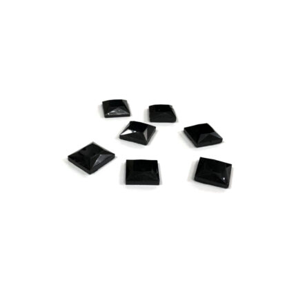 Faceted square flat-back black sew-on rhinestones - size 10 mm - 7 pieces
