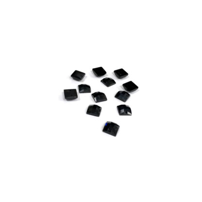 Faceted square flat-back black sew-on rhinestones - size 7 mm - 11 pieces