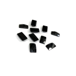 Faceted rectangular flat-back black sew-on rhinestones - size 7 x 12 mm - 10 pieces