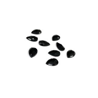 Faceted flat-back black drop sew-on rhinestones - size 8 x 12 mm - 9 pieces