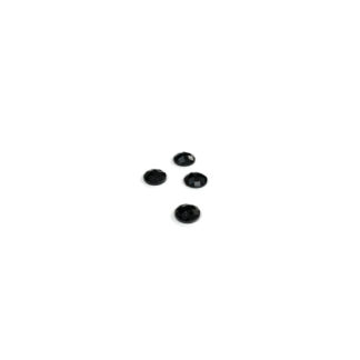 Faceted round flat-back black sew-on rhinestones - diametre 6 mm - 4 pieces