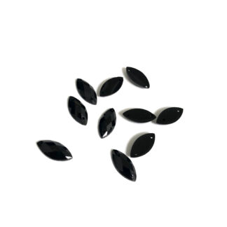 Faceted flat-back black eye sew-on rhinestones - size 7 x 14 mm - 10 pieces