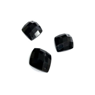 Faceted diamond flat-back black sew-on rhinestones - size 18 x 21 mm - 3 pieces