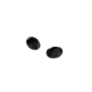 Faceted oval flat-back black sew-on rhinestones - size 17 x 24 mm - 2 pieces