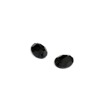Faceted oval flat-back black sew-on rhinestones - size 17 x 24 mm - 2 pieces