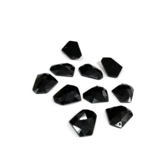 Faceted flat-back black sew-on rhinestones - size 15 x 20 mm - 10 pieces