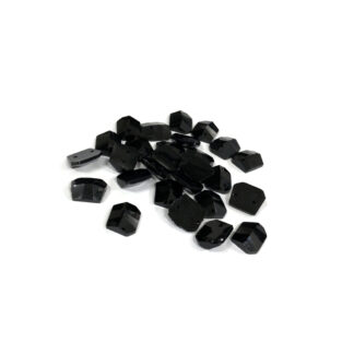 Faceted rectangular flat-back black sew-on rhinestones - size 9 x 10 mm - 27 pieces