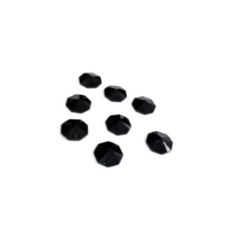 Faceted octagonal flat-back black sew-on rhinestones - size 12 mm - 8 pieces