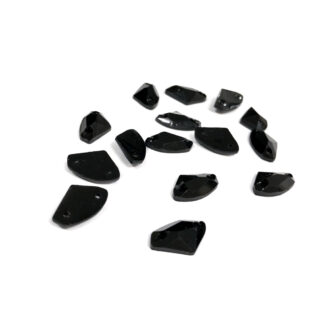 Faceted triangular flat-back black sew-on rhinestones - size 8 x 14 mm - 15 pieces