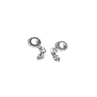Silvery metal leaf pendant round ring spacer beads - size 9 x 23 mm - 2 pieces