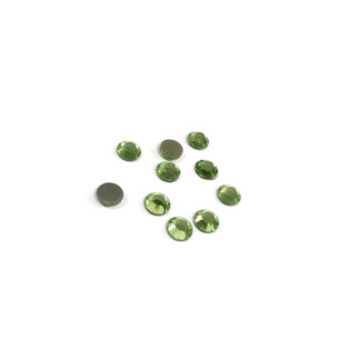 Faceted round flat-back light green hot fix rhinestones - diametre 7 mm - weight 2.3 g