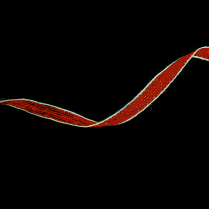 Red jute ribbon with white edges by metre - width 11 mm