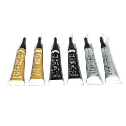 Golden silvery black glass fabric wood paint - 6 x 12 ml