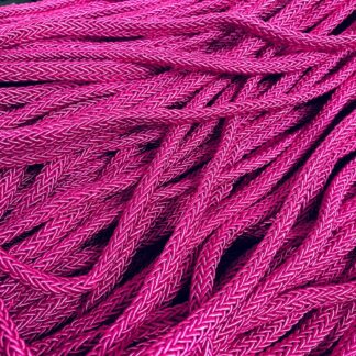 Flat pink braided cord by metre - width 8 mm