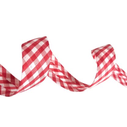 Red and white checkered bias binding by metre - width 20 mm
