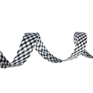 Black and white checkered bias binding by metre - width 14 mm